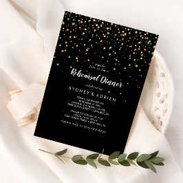 Gold Confetti | Zwart repetitief diner Kaart