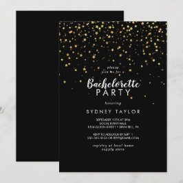 Gold Confetti | Zwarte Bachelorette-partij Kaart