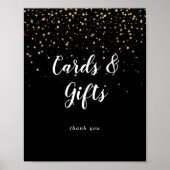 Gold Confetti | Zwarte bruiloft- en cadeaubonnen Poster (Voorkant)