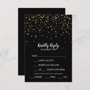 Gold Confetti Zwarte menukeuze Weddenschap RSVP