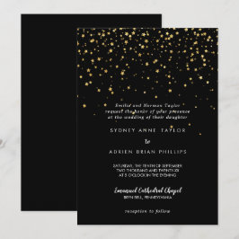 Gold Confetti | Zwarte traditionele bruiloft Kaart