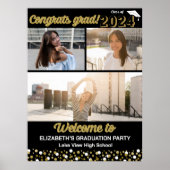 Gold Congrates Afstudeerder 3 fotocollage Welkomst Poster (Voorkant)