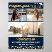 Gold Congrates Afstudeerder 3 fotocollage Welkomst Poster (Voorkant)