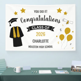 Gold Congratulations Graduation Spandoek