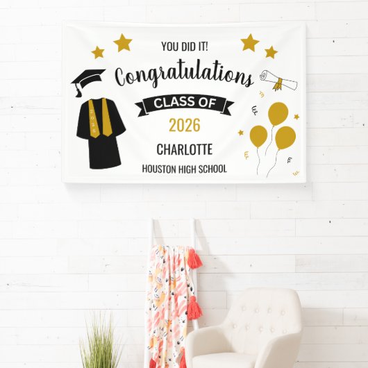 Gold Congratulations Graduation Spandoek (Insitu)
