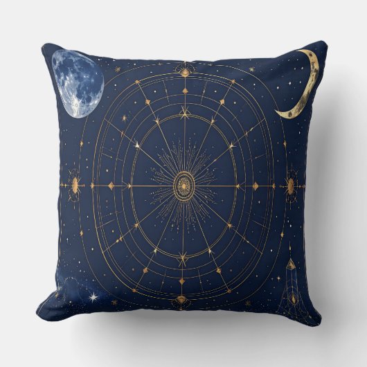 Gold Constellation Astrology Throw Cushion Kussen (Voorkant)