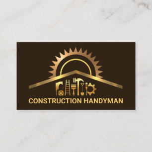 Gold Construction Handyman Tools Renovation Visitekaartje