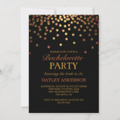 Gold & Copper Confetti Bachelorette Uitnodiging (Voorkant)