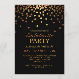 Gold & Copper Confetti Bachelorette Uitnodiging