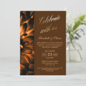 Gold Copper Floral Foto Weddenschap Kaart (Staand voorkant)
