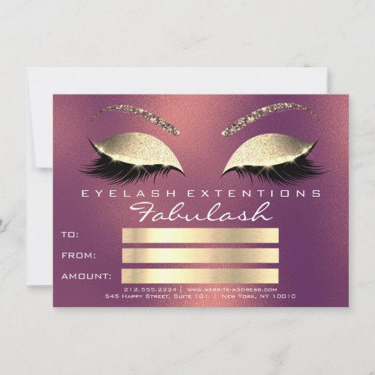 Gold Copper Lashes Extenst Makeup Certificate Cade (Voorkant)