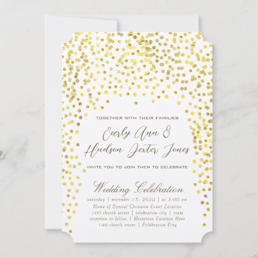Gold Copper  Typography Wedding Invitation Kaart (Voorkant)