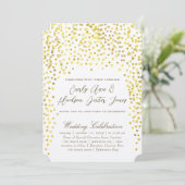 Gold Copper  Typography Wedding Invitation Kaart (Staand voorkant)