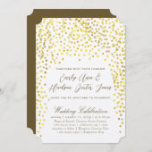 Gold Copper  Typography Wedding Invitation Kaart (Voorkant / Achterkant)