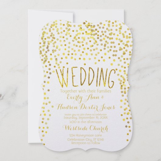 Gold Copper  Typography Wedding Invitation Kaart (Voorkant)