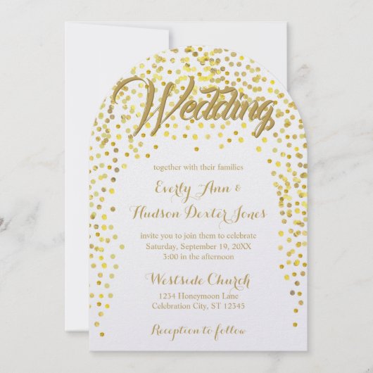 Gold Copper  Typography Wedding Invitation Kaart (Voorkant)