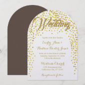 Gold Copper  Typography Wedding Invitation Kaart (Voorkant / Achterkant)