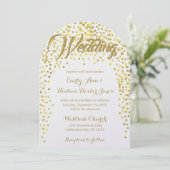 Gold Copper  Typography Wedding Invitation Kaart (Staand voorkant)