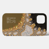 Gold Coral Lace Fractals Monogram Case-Mate iPhone Case (Achterkant (horizontaal))