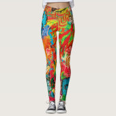 Gold Coral Summer Tropical Ocean Fish Waterverf Leggings (Voorkant)