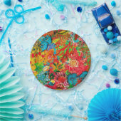 Gold Coral Summer Tropical Ocean Fish Waterverf Papieren Bordje (Feest)