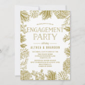 Gold Corals Lijst Beach Engagement Party Kaart (Voorkant)