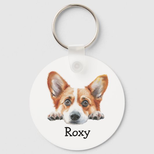 Gold Corgi gepersonaliseerd thema Sleutelhanger (Voorkant)