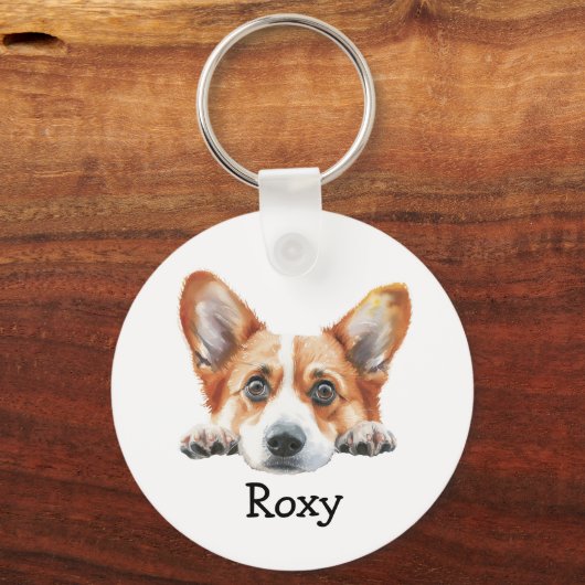 Gold Corgi gepersonaliseerd thema Sleutelhanger (Voorkant)