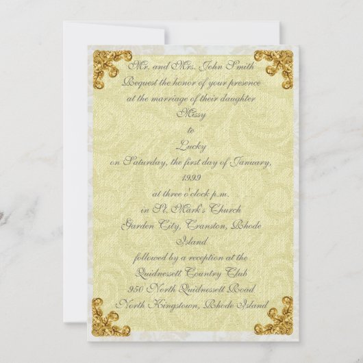 Gold Corner Flourish Uitnodiging (Voorkant)