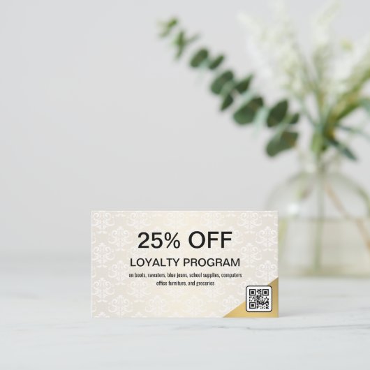 Gold Corner-korting | QR-code Kortingskaartje (Staand voorkant)