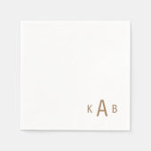 Gold Corner Monogram Huwelijk Witte Cocktail Servet (Voorkant)