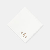 Gold Corner Monogram Huwelijk Witte Cocktail Servet (Hoek)
