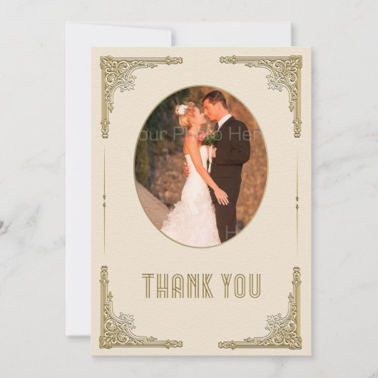 Gold Corners, Art Deco, Foto Hartelijk dank Bedankkaart (Voorkant)