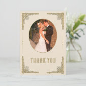 Gold Corners, Art Deco, Foto Hartelijk dank Bedankkaart (Staand voorkant)