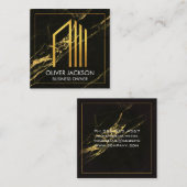 Gold Corp-pictogram | Zwart goud marmeren achtergr Vierkante Visitekaartje (Voorkant / Achterkant)
