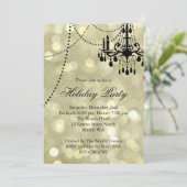 Gold Corporate Chandelier Holiday Party nodigt uit Kaart (Staand voorkant)