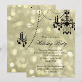 Gold Corporate Chandelier Holiday Party nodigt uit Kaart (Voorkant / Achterkant)