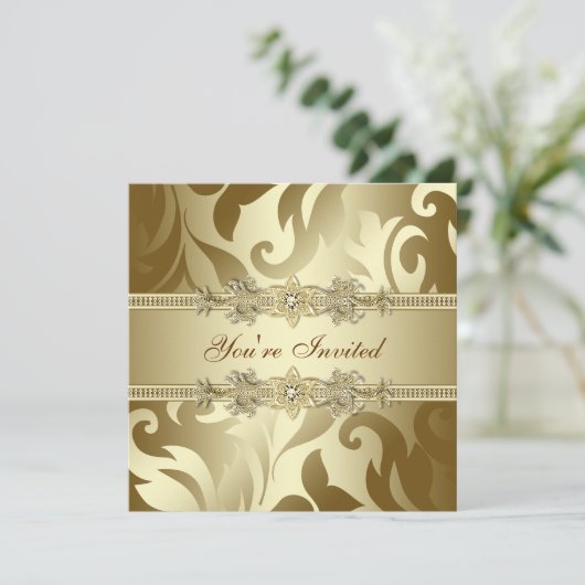 Gold Corporate Christmas Party Kaart (Staand voorkant)