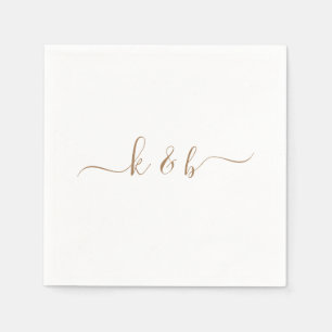 Gold Couple Initialen Swash Script White Servet