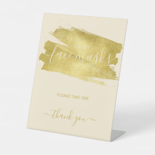 Gold Covid Free Face Mask Wedding Party Pedestal  Reclamebord Met Voetstuk