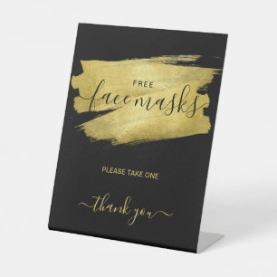 Gold Covid Free Face Mask Wedparty Black  Reclamebord Met Voetstuk