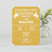 Gold Cowboy Rodeo Birthday Party Invitation Kaart (Staand voorkant)