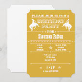 Gold Cowboy Rodeo Birthday Party Invitation Kaart (Voorkant / Achterkant)