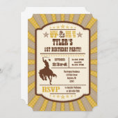 Gold Cowboy Rodeo Birthday Party Invitation Kaart (Voorkant / Achterkant)