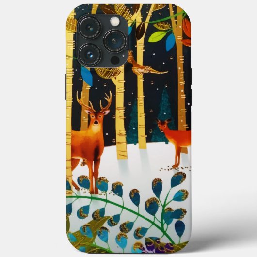 Gold Cozy Winter Deer Forest Waterverf Case-Mate iPhone Case (Achterkant)