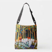 Gold Cozy Winter Deer Forest Waterverf Crossbody Tas (Voorkant)