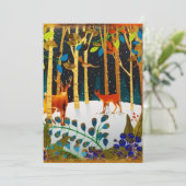 Gold Cozy Winter Deer Forest Waterverf Feestdagenkaart (Staand voorkant)