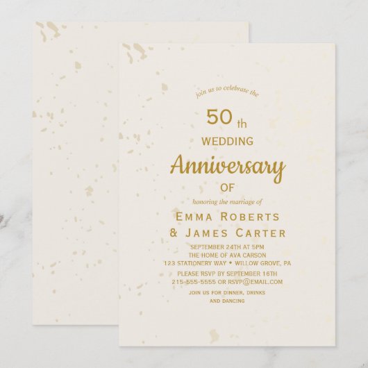 Gold & Cream 50ste Jubileum Kaart (Voorkant / Achterkant)