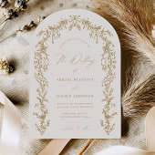 Gold & Cream Arched Wedding Invitation Kaart