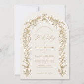 Gold & Cream Arched Wedding Invitation Kaart (Voorkant)